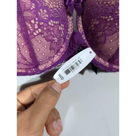 Adore Me Womens Purple Kimmy Pushup Lace Balconette Bra Sz 34DD Sexy Luxe - Picture 4 of 8